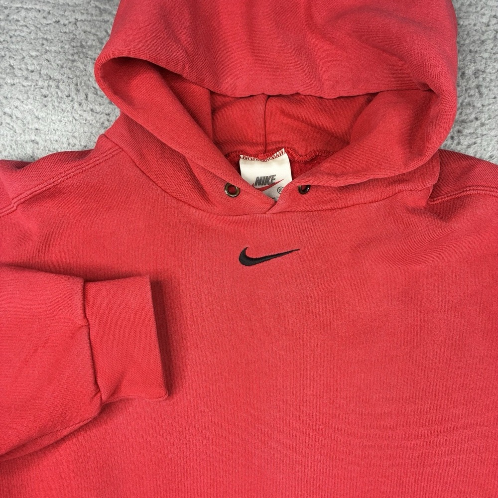 Vintage Nike Center Swoosh Hoodie Mens XL Red 90s White Tag Made In USA